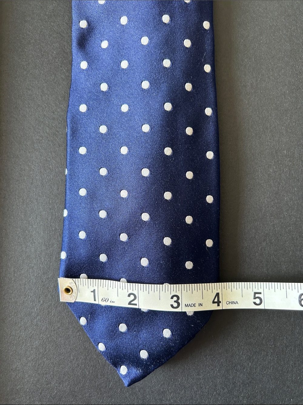 Brooks Brothers Navy Blue Tie with White Polka Dots